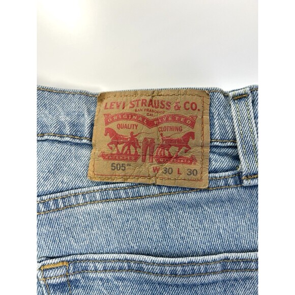 Levi's 505 Mens Regular Blue Jeans 30x30 Light Wash - Picture 2 of 13